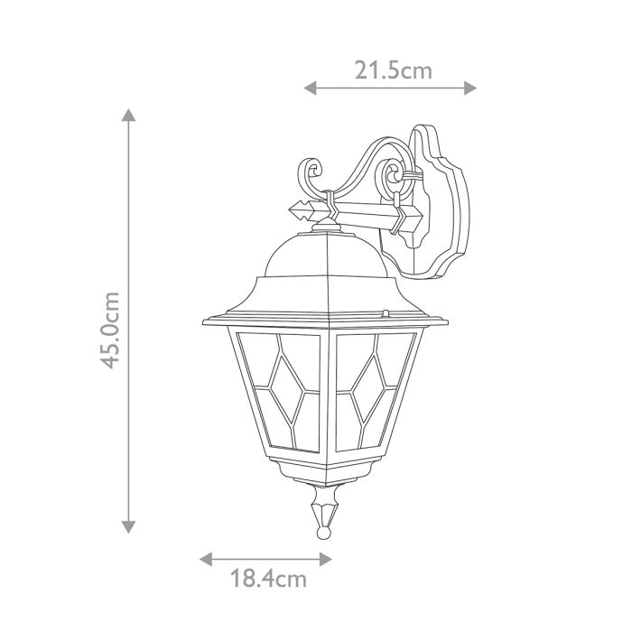 Norfolk 1 Light Down Wall Lantern - Black