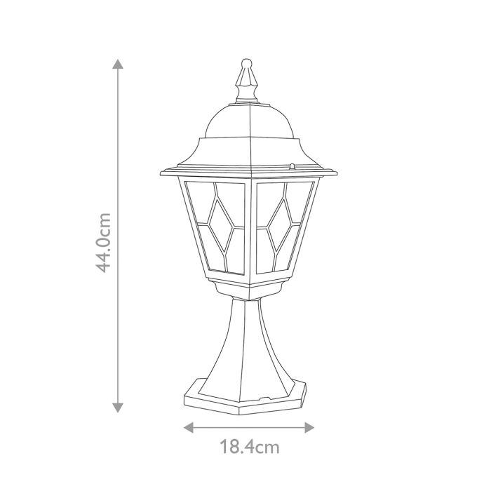 Norfolk 1 Light Pedestal Lantern - Black