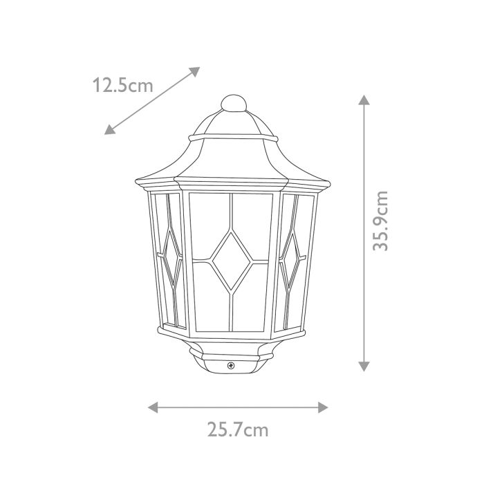 Norfolk 1 Light Half Lantern - Black