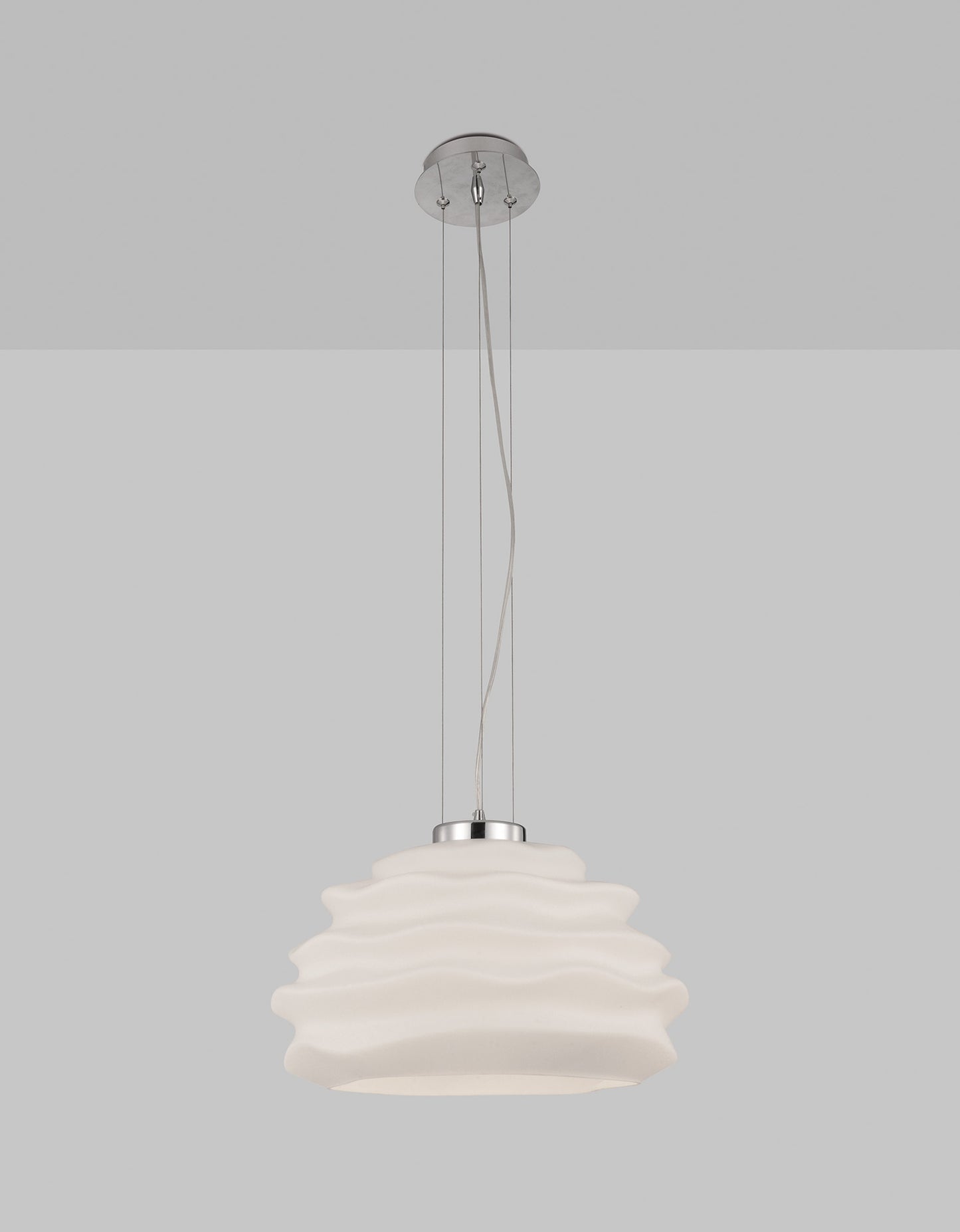 Nubole Pendant 40cm Round, 1 x E27 (Max 60W), Opal White by Mantra