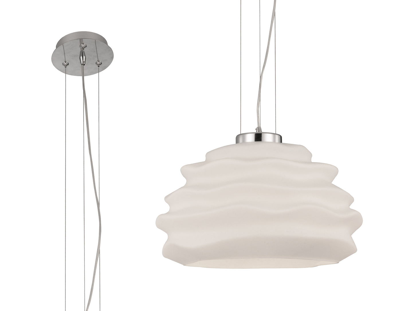 Nubole Pendant 40cm Round, 1 x E27 (Max 60W), Opal White by Mantra