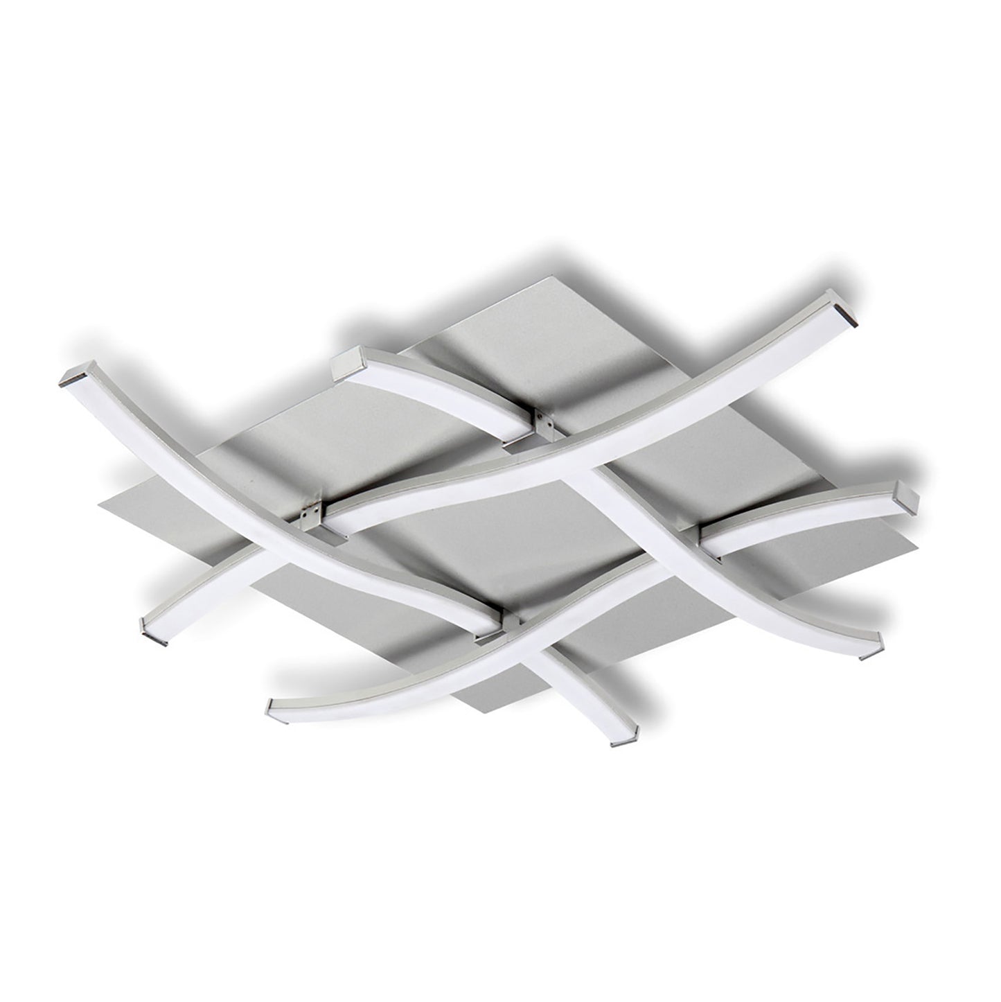 Nur Square Flush Ceiling 34W LED 3000K, 2600lm, Silver/Frosted Acrylic/Polished Chrome, 3yrs Warranty by Mantra