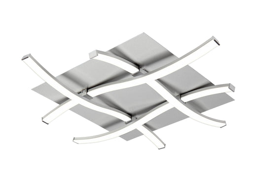 Nur Square Flush Ceiling 34W LED 3000K, 2600lm, Dimmable Silver/Frosted Acrylic/Polished Chrome, 3yrs Warranty by Mantra