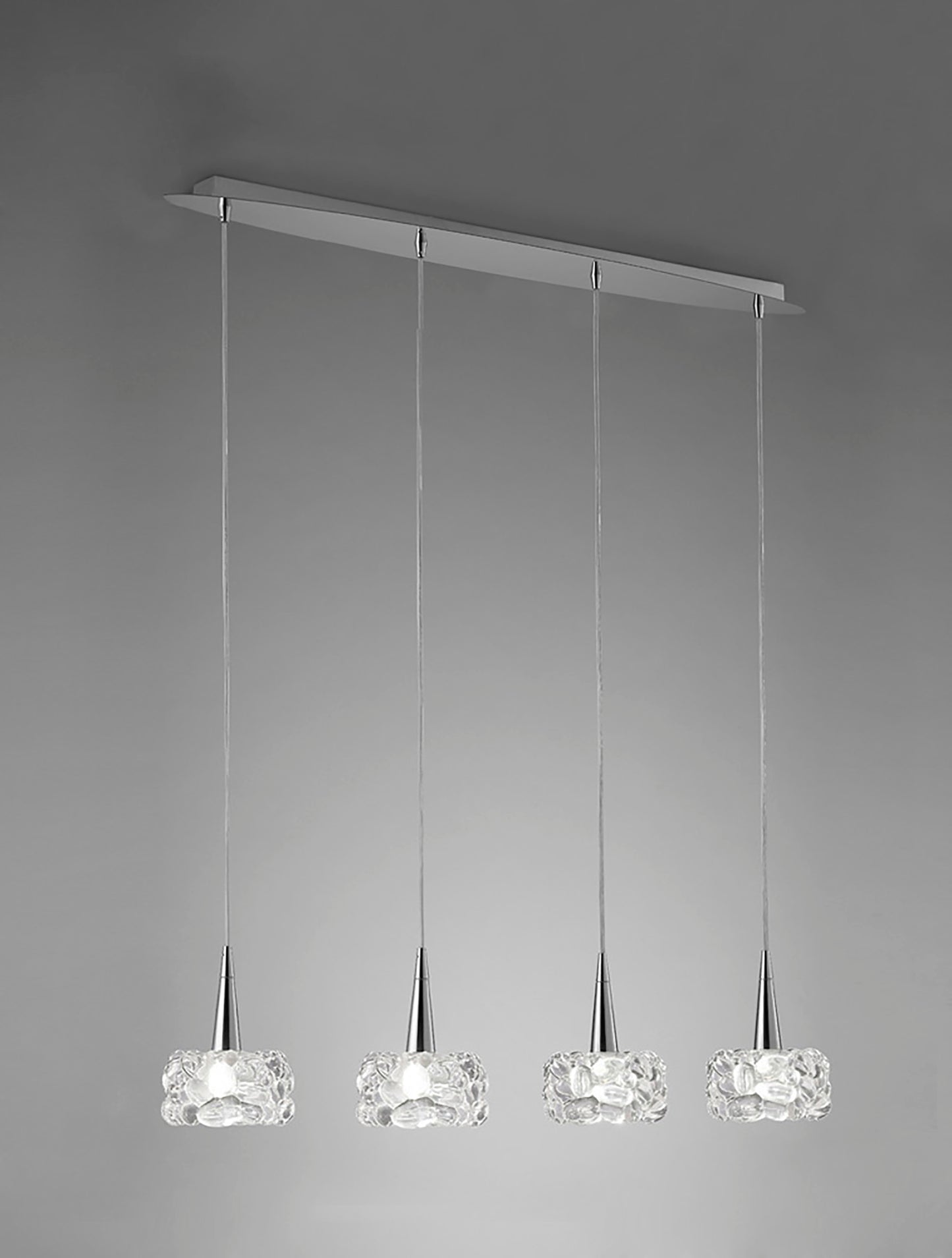 O2 Linear Pendant 4 Light G9 Line, Polished Chrome by Mantra