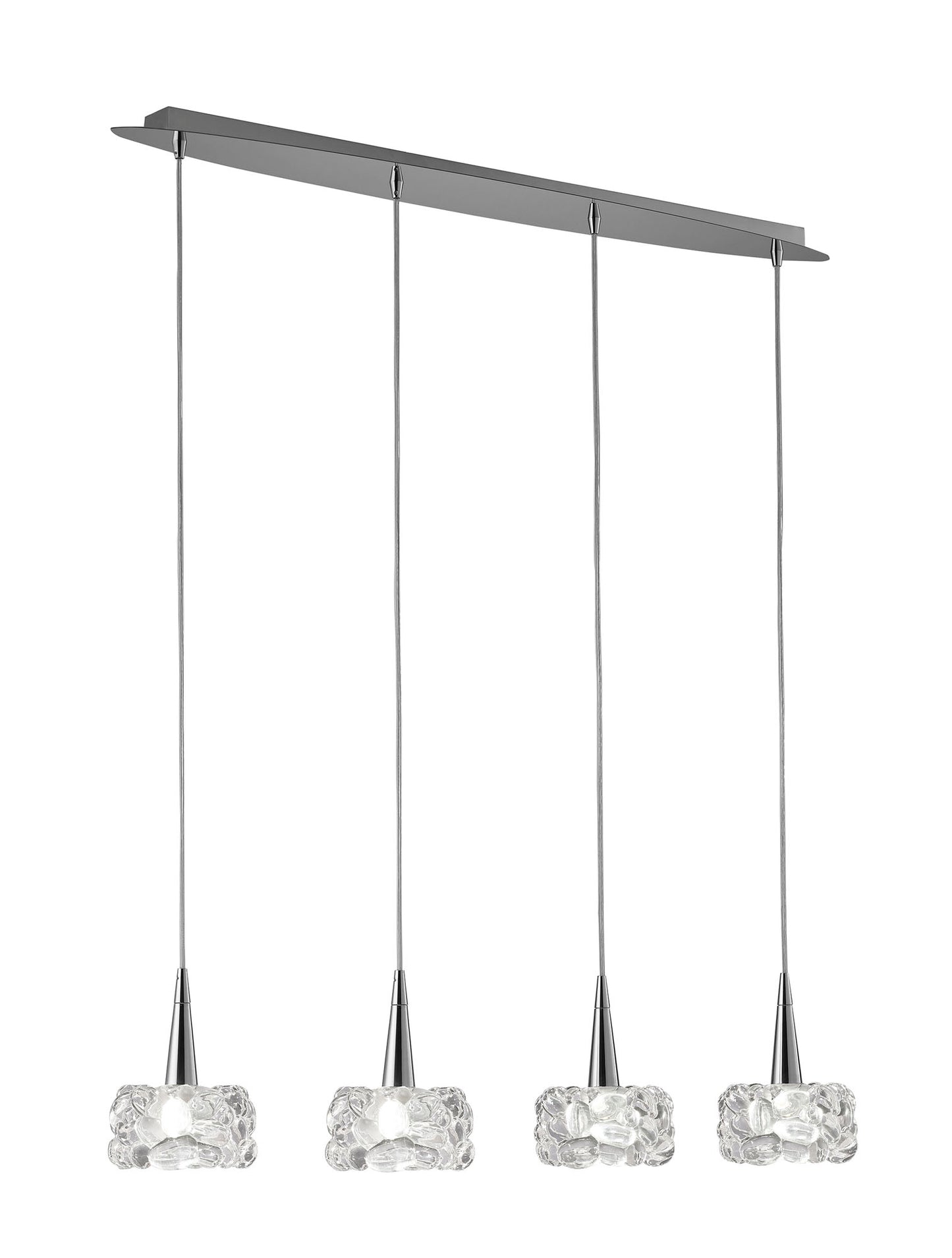 O2 Linear Pendant 4 Light G9 Line, Polished Chrome by Mantra