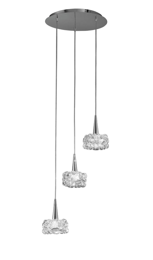 O2 Pendant 3 Light G9, Polished Chrome by Mantra