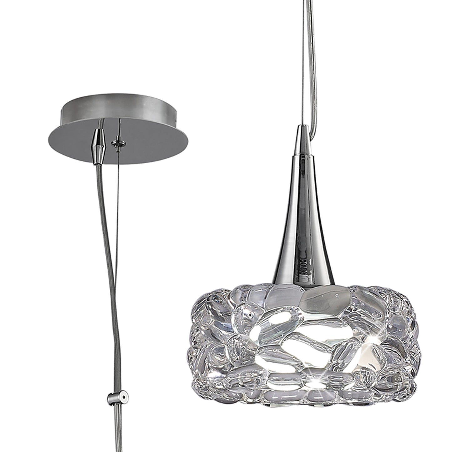 O2 Pendant 1 Light E27 Large, Polished Chrome by Mantra