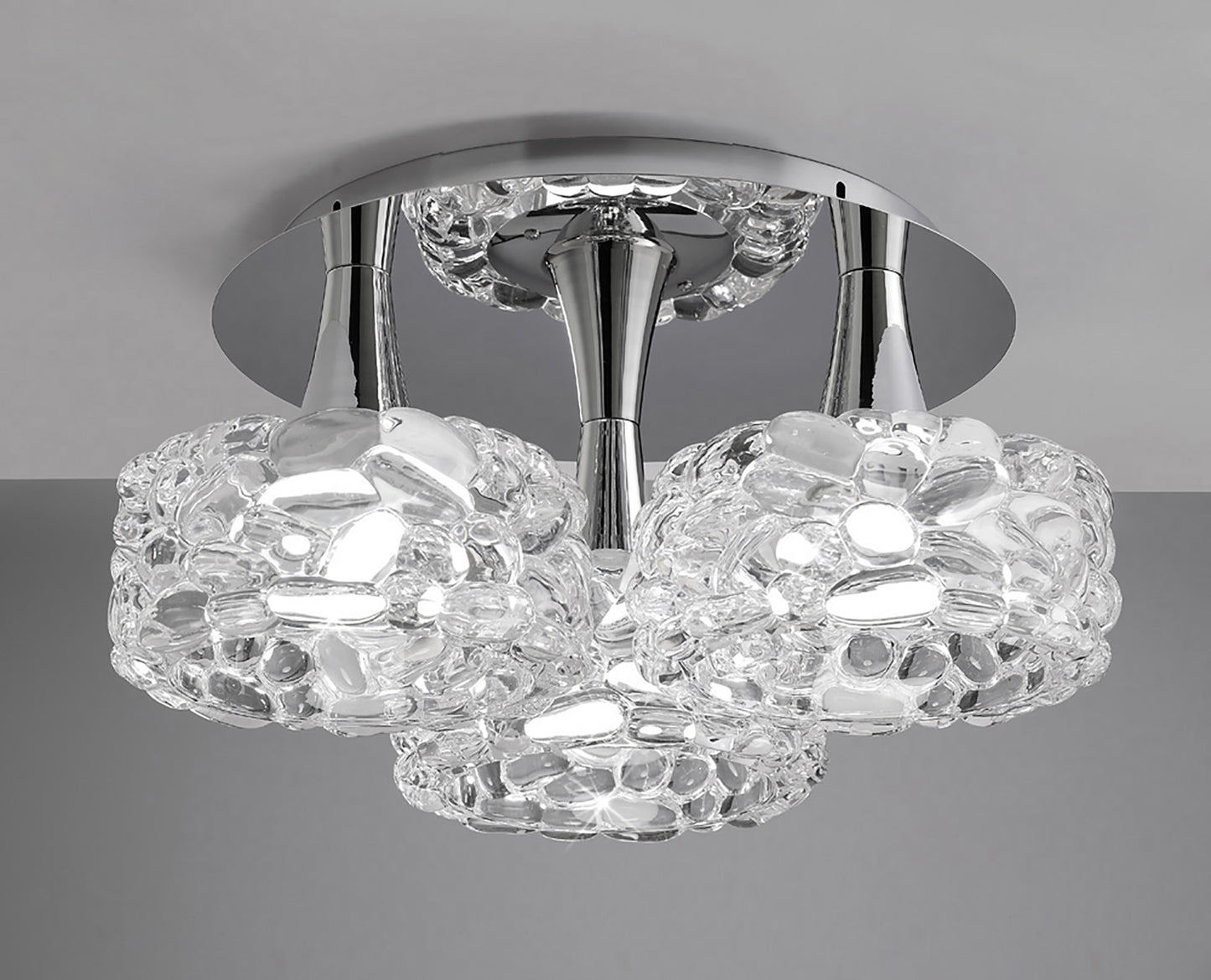 O2 Flush Ceiling 3 Light E27 Large, Polished Chrome by Mantra