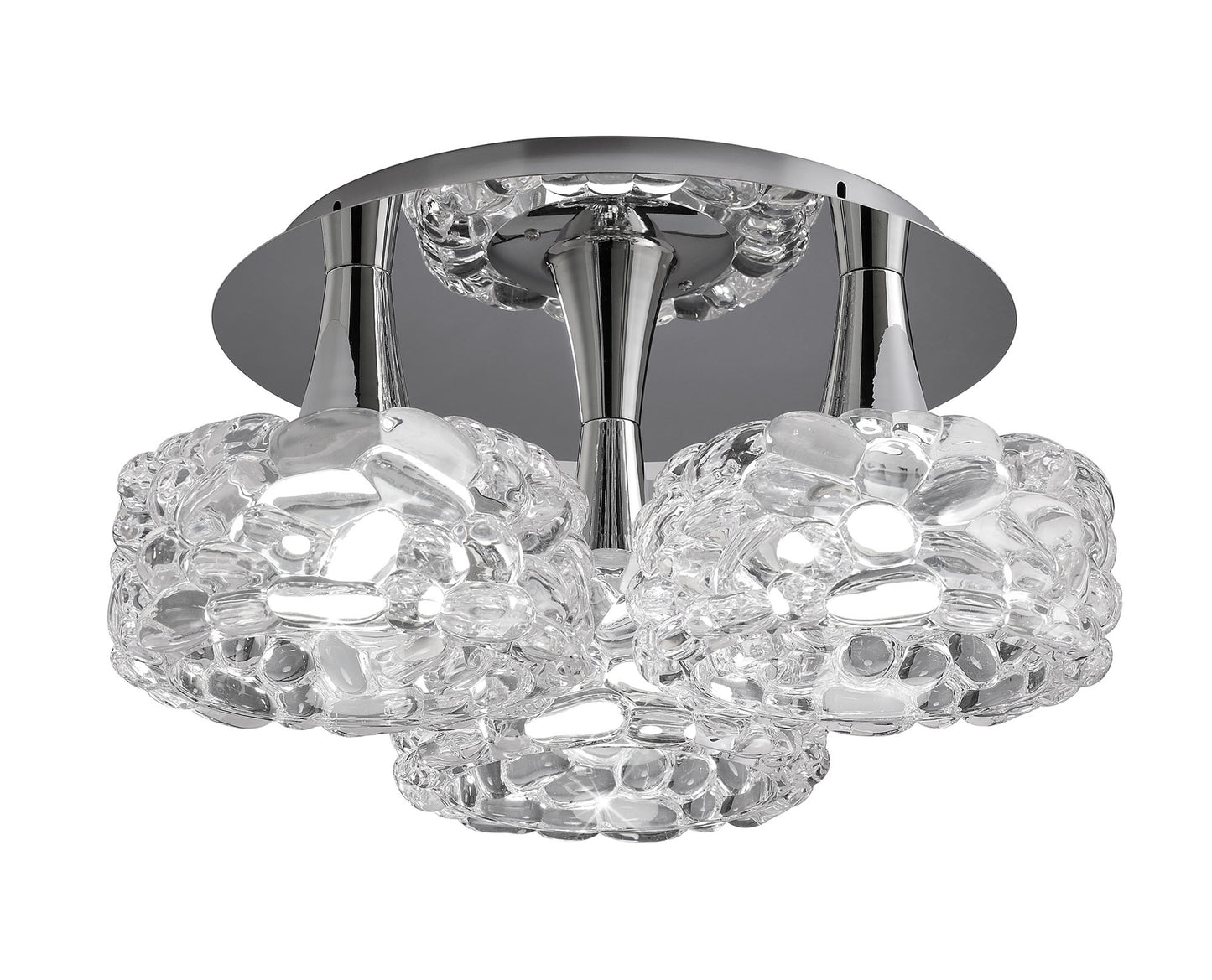 O2 Flush Ceiling 3 Light E27 Large, Polished Chrome by Mantra