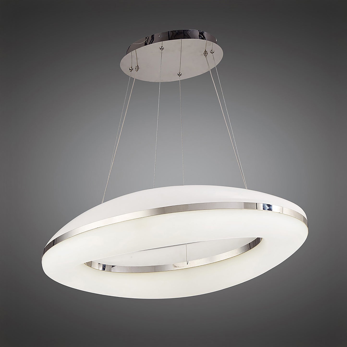 Oakley Oval Pendant 80W LED 3000K, 6400lm, Polished Chrome / Frosted Acrylic, 3yrs Warranty by Mantra