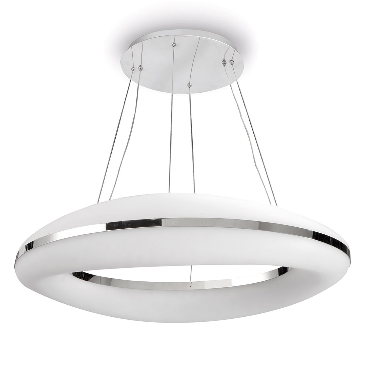 Oakley Oval Pendant 80W LED 3000K, 6400lm, Polished Chrome / Frosted Acrylic, 3yrs Warranty by Mantra