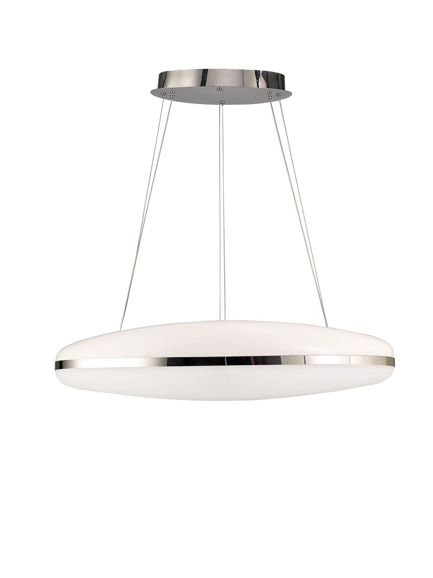 Oakley Oval Pendant 80W LED 3000K, 6400lm, Polished Chrome / Frosted Acrylic, 3yrs Warranty by Mantra