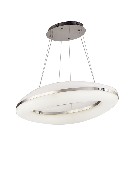 Oakley Oval Pendant 80W LED 3000K, 6400lm, Polished Chrome / Frosted Acrylic, 3yrs Warranty by Mantra