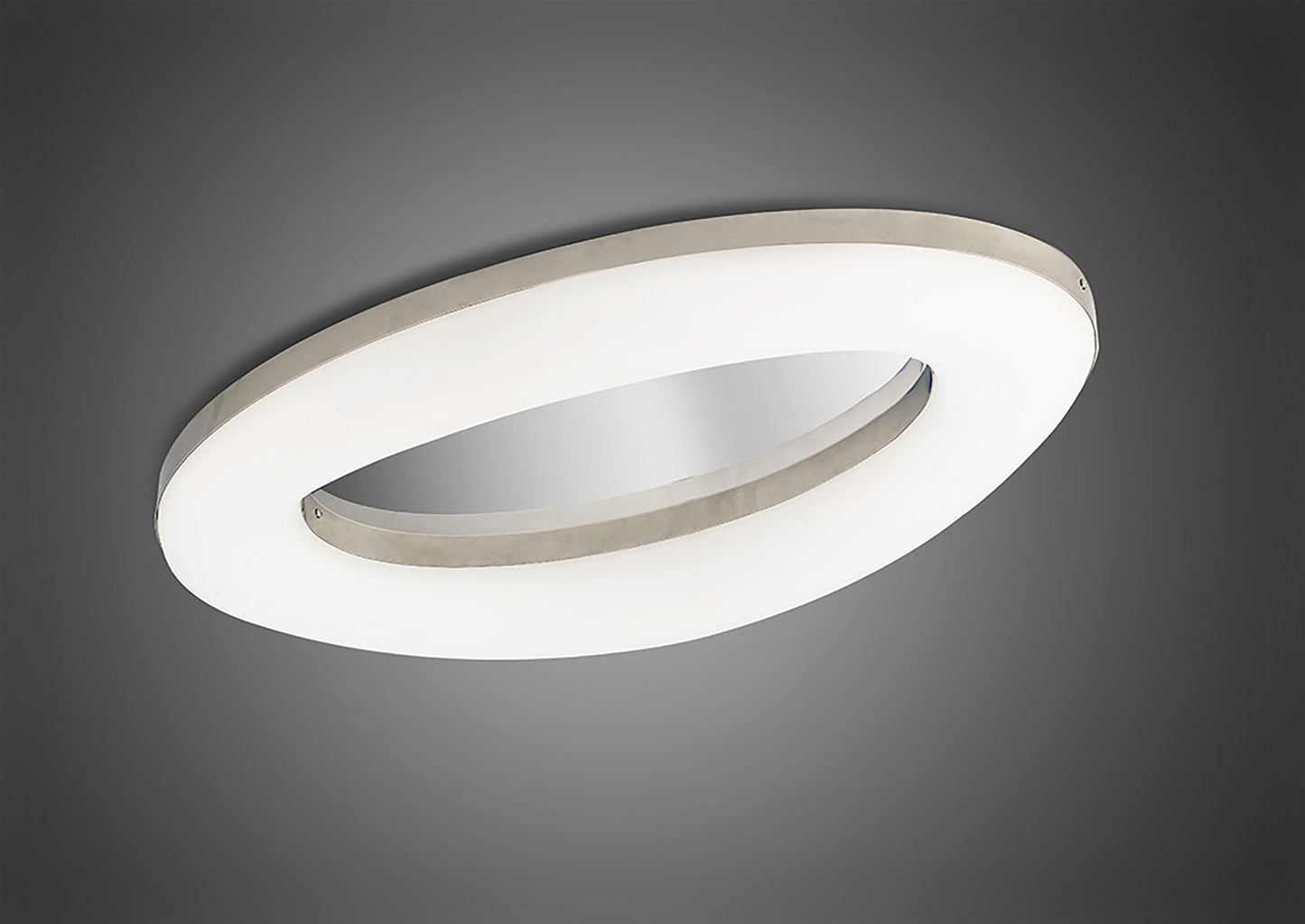 Oakley Oval Flush Ceiling 40W LED 3000K, 3200lm, Polished Chrome / Frosted Acrylic, 3yrs Warranty by Mantra