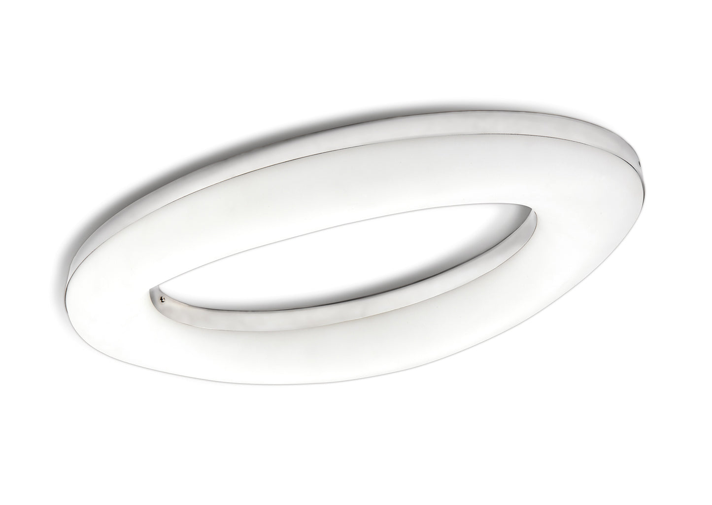 Oakley Oval Flush Ceiling 40W LED 3000K, 3200lm, Polished Chrome / Frosted Acrylic, 3yrs Warranty by Mantra