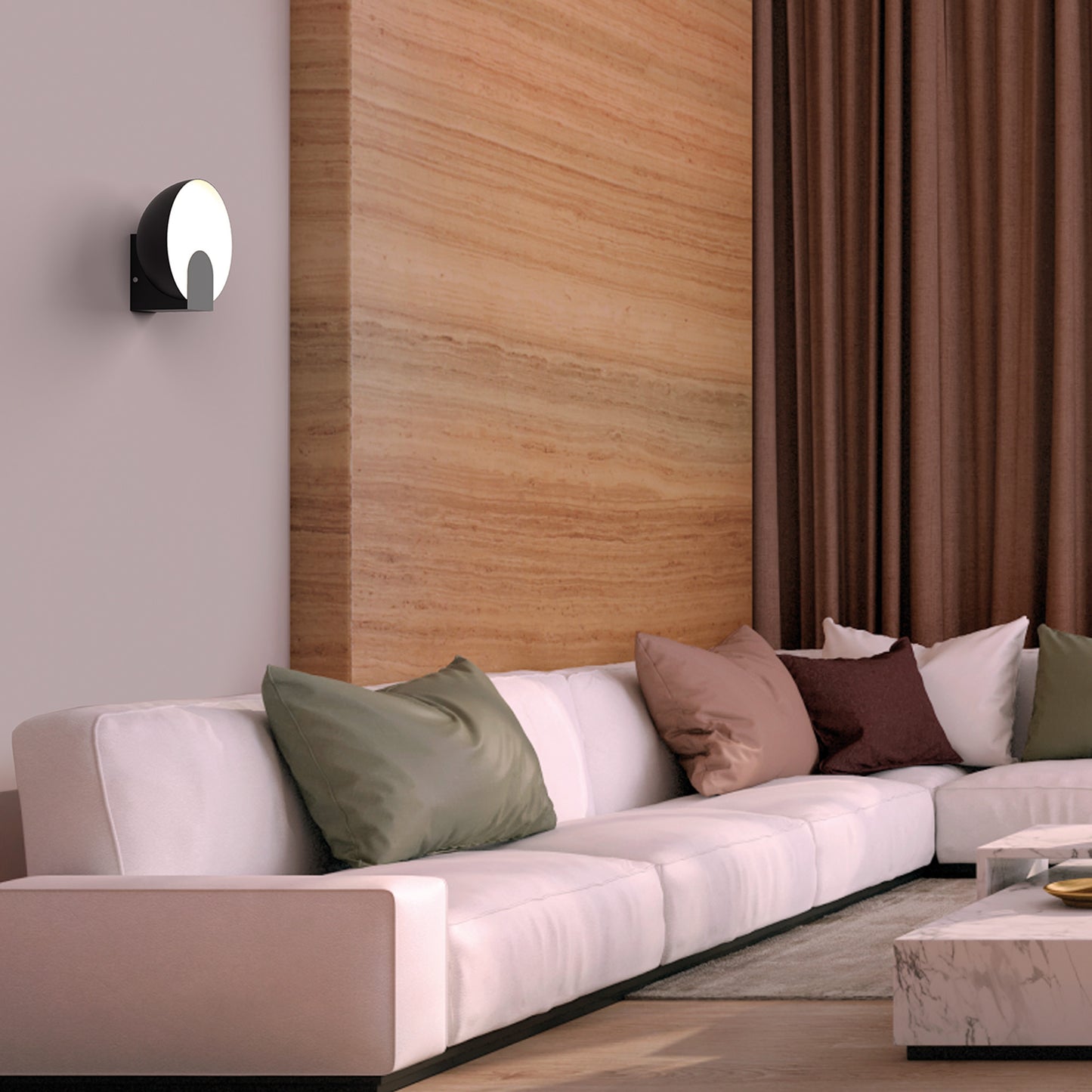 Oculo 20cm Wall Lamp, 5W LED, 3000K, 400lm, Satin Gold, 3yrs Warranty by Mantra