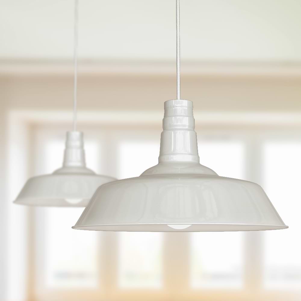 Argyll Industrial Pendant Light in Clay White