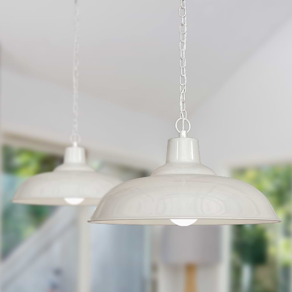 Portland Reclaimed Style Pendant Light in Clay White