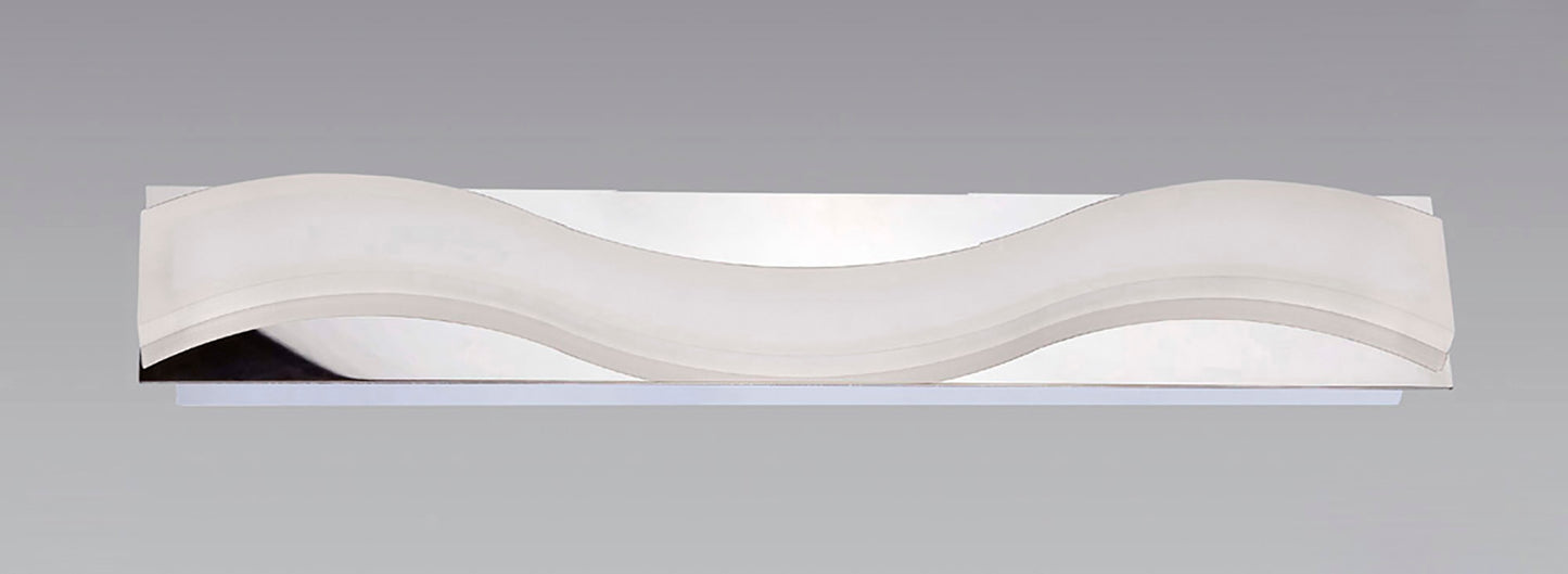 Ola Wall Lamp 7W LED Large Wave 3000K IP44, 630lm, Polished Chrome/Frosted Acrylic, 3yrs Warranty by Mantra