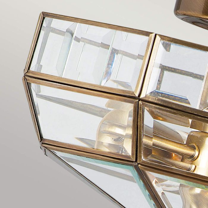 Old Park 2 Light Semi-Flush - Antique Brass