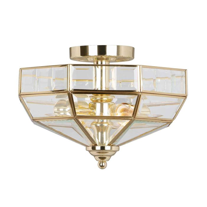 Old Park 2 Light Semi-Flush - Polished Brass