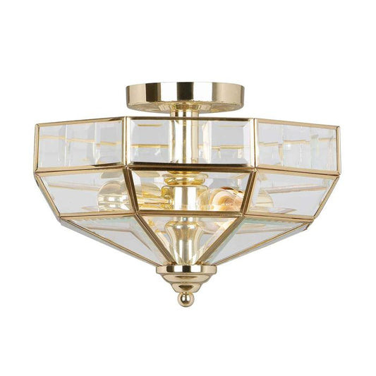 Old Park 2 Light Semi-Flush - Polished Brass
