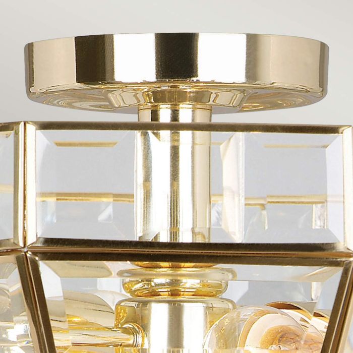 Old Park 2 Light Semi-Flush - Polished Brass