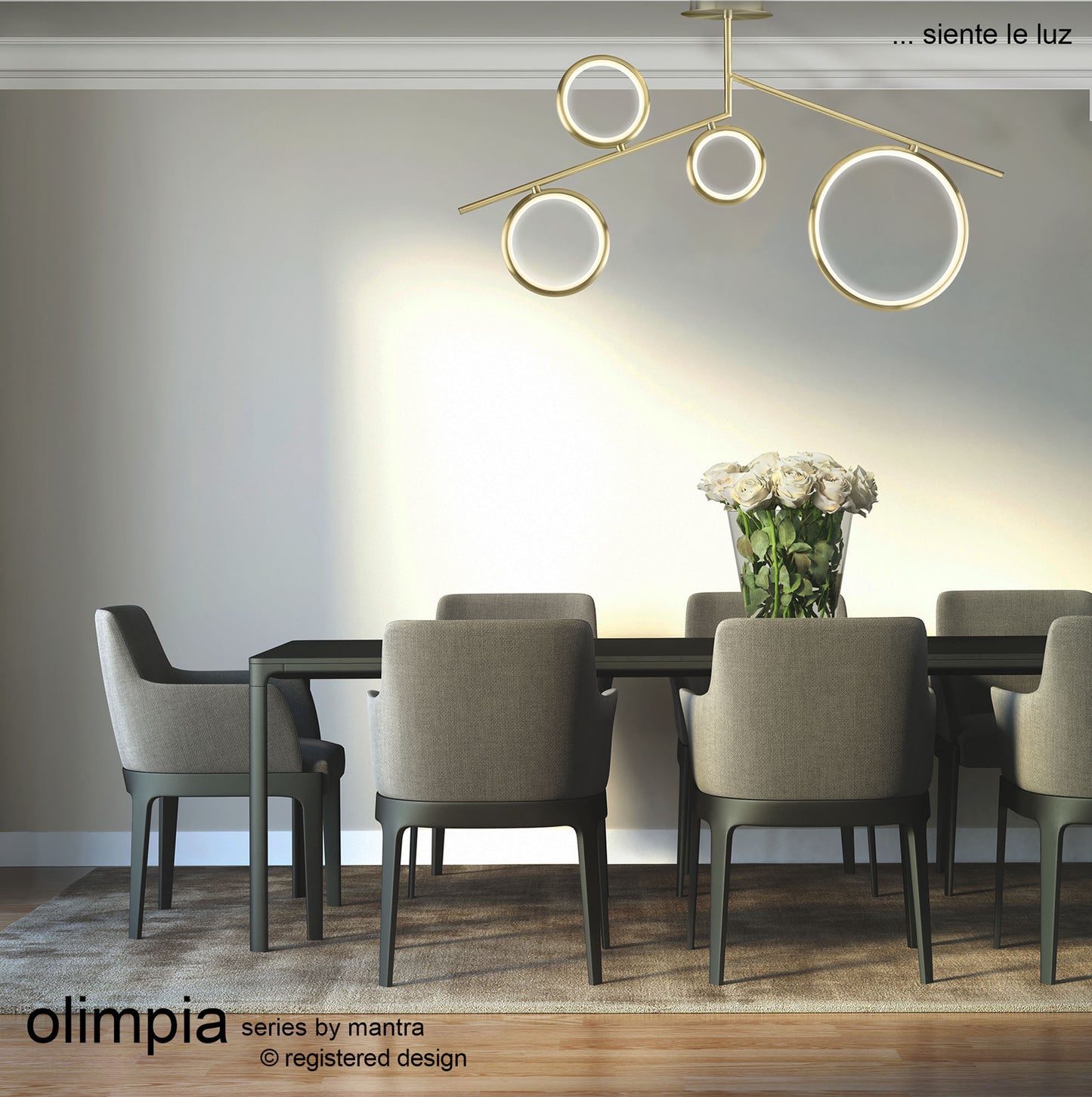 Olimpia Ceiling, 42W LED, 3000K, 3150lm, IP20, Satin Gold, 3yrs Warranty by Mantra