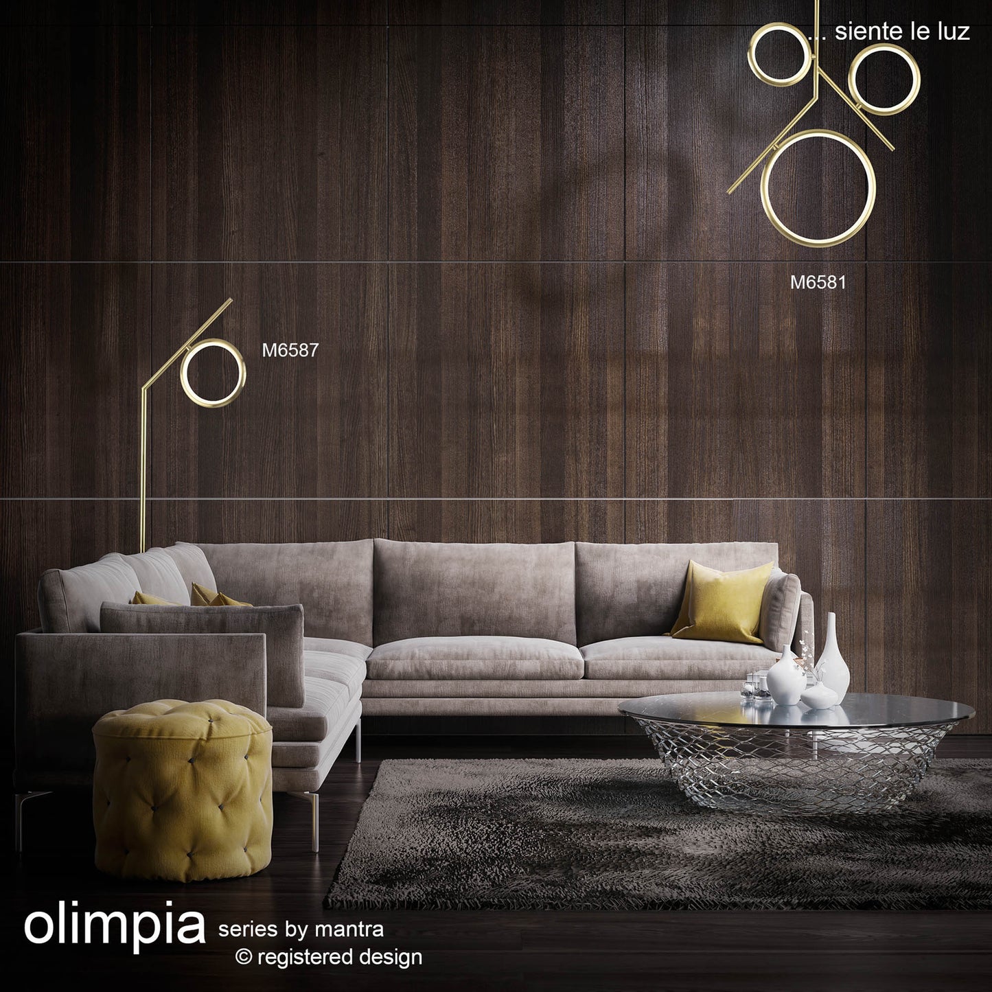 Olimpia Ceiling, 36W LED, 3000K, 2700lm, IP20, Satin Gold, 3yrs Warranty by Mantra