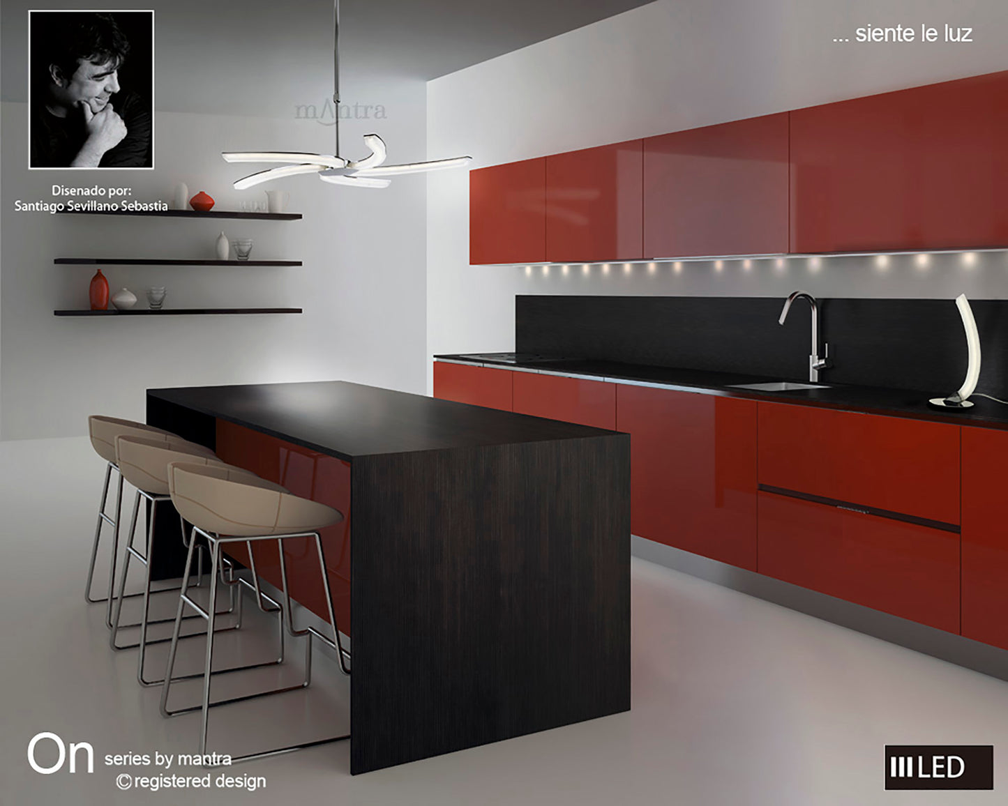 On Telescopic 30W LED 3000K, 3000lm, Polished Chrome/Frosted Acrylic, 3yrs Warranty by Mantra