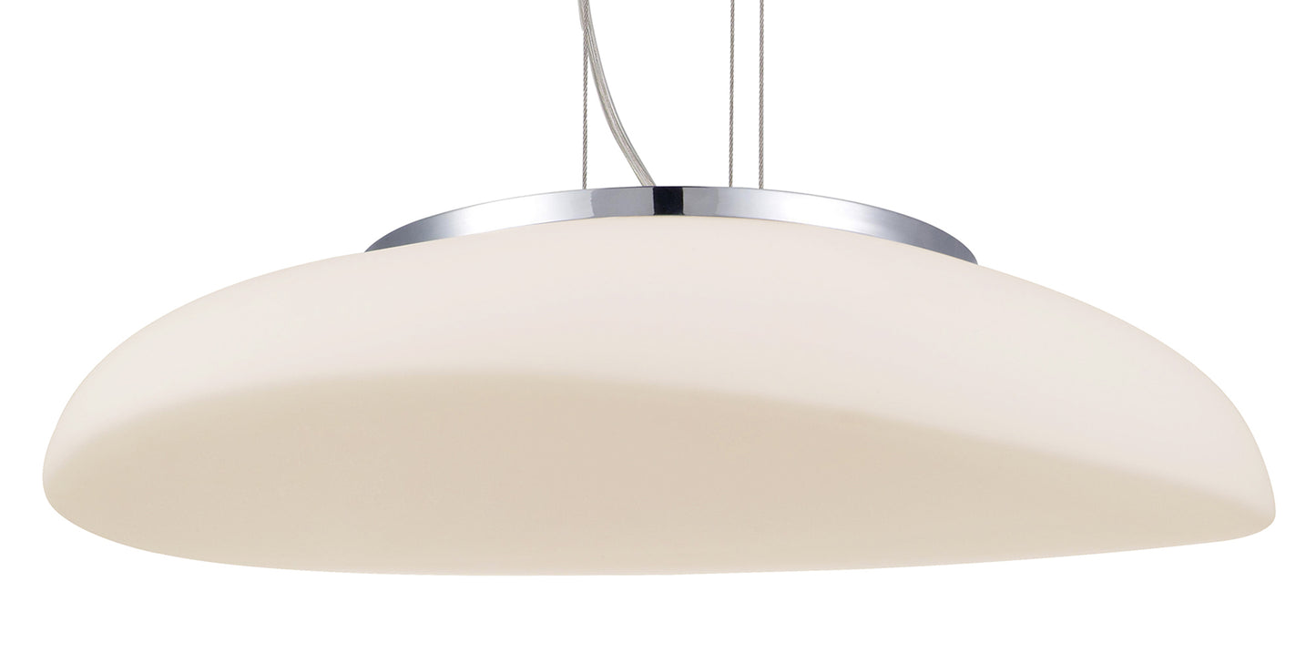 Opal Oval Pendant 4 Light E27, Polished Chrome/Frosted White Glass by Mantra