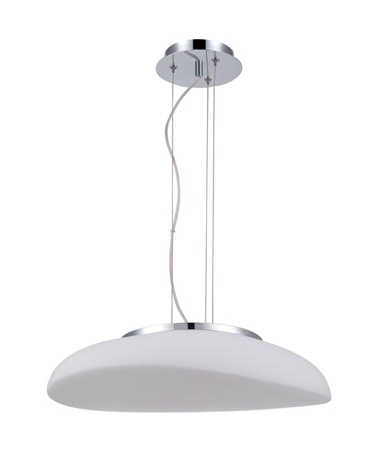 Opal Oval Pendant 4 Light E27, Polished Chrome/Frosted White Glass by Mantra