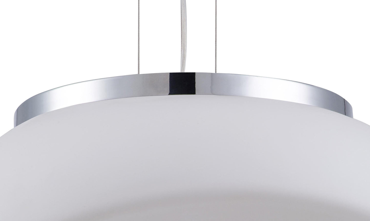 Opal Pendant 3 Light E27, Polished Chrome/Frosted White Glass by Mantra