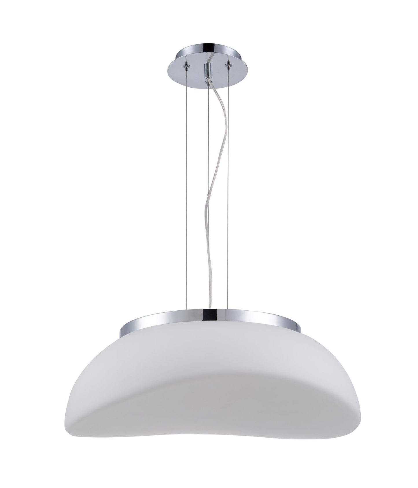 Opal Pendant 3 Light E27, Polished Chrome/Frosted White Glass by Mantra