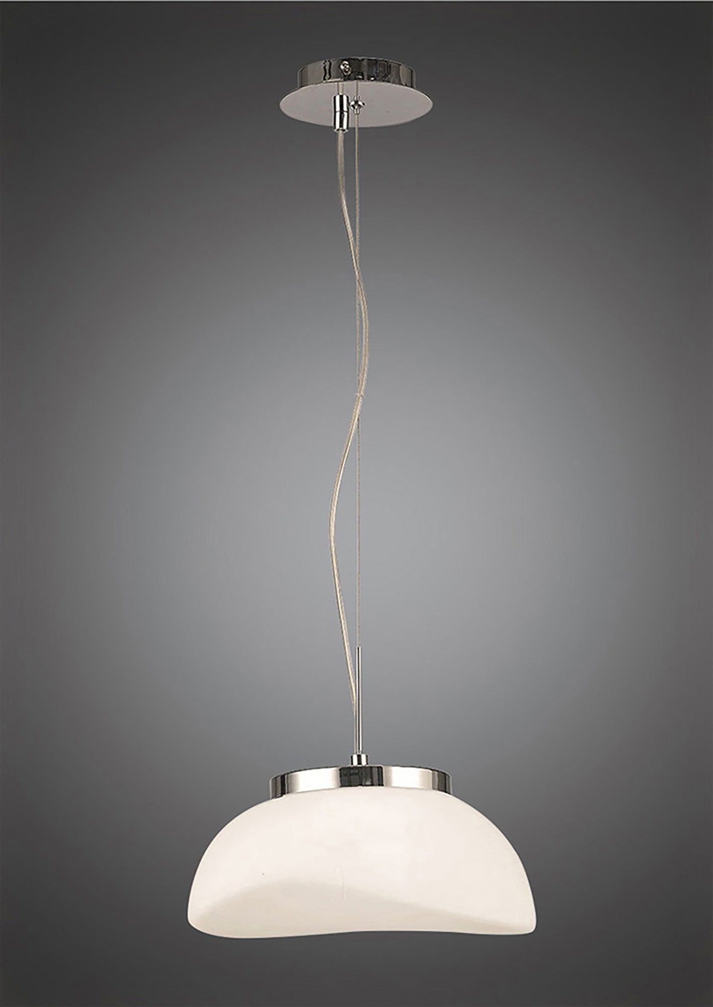 Opal Pendant 1 Light E27, Polished Chrome/Frosted White Glass by Mantra