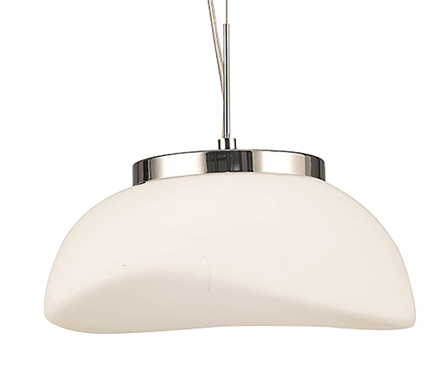 Opal Pendant 1 Light E27, Polished Chrome/Frosted White Glass by Mantra