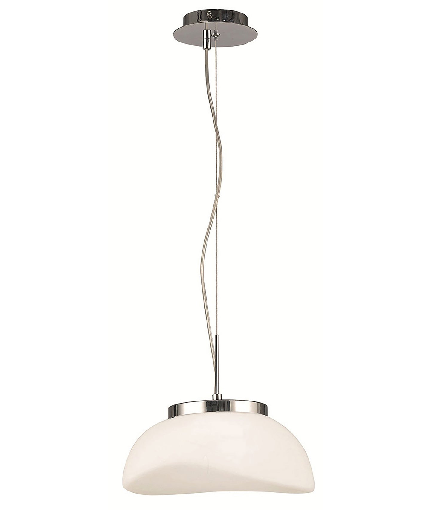 Opal Pendant 1 Light E27, Polished Chrome/Frosted White Glass by Mantra