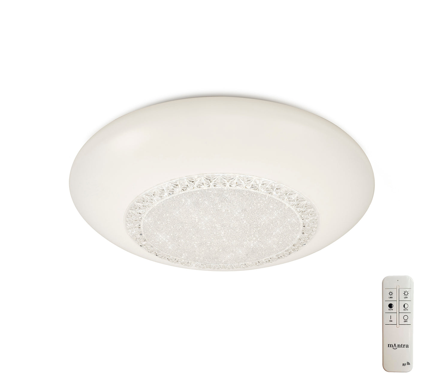 Opera Flush Fitting 41cm Round, 24W LED, 3000K-6500K Tuneable White, 1680lm, White, Remote Control, 3yrs Warranty by Mantra