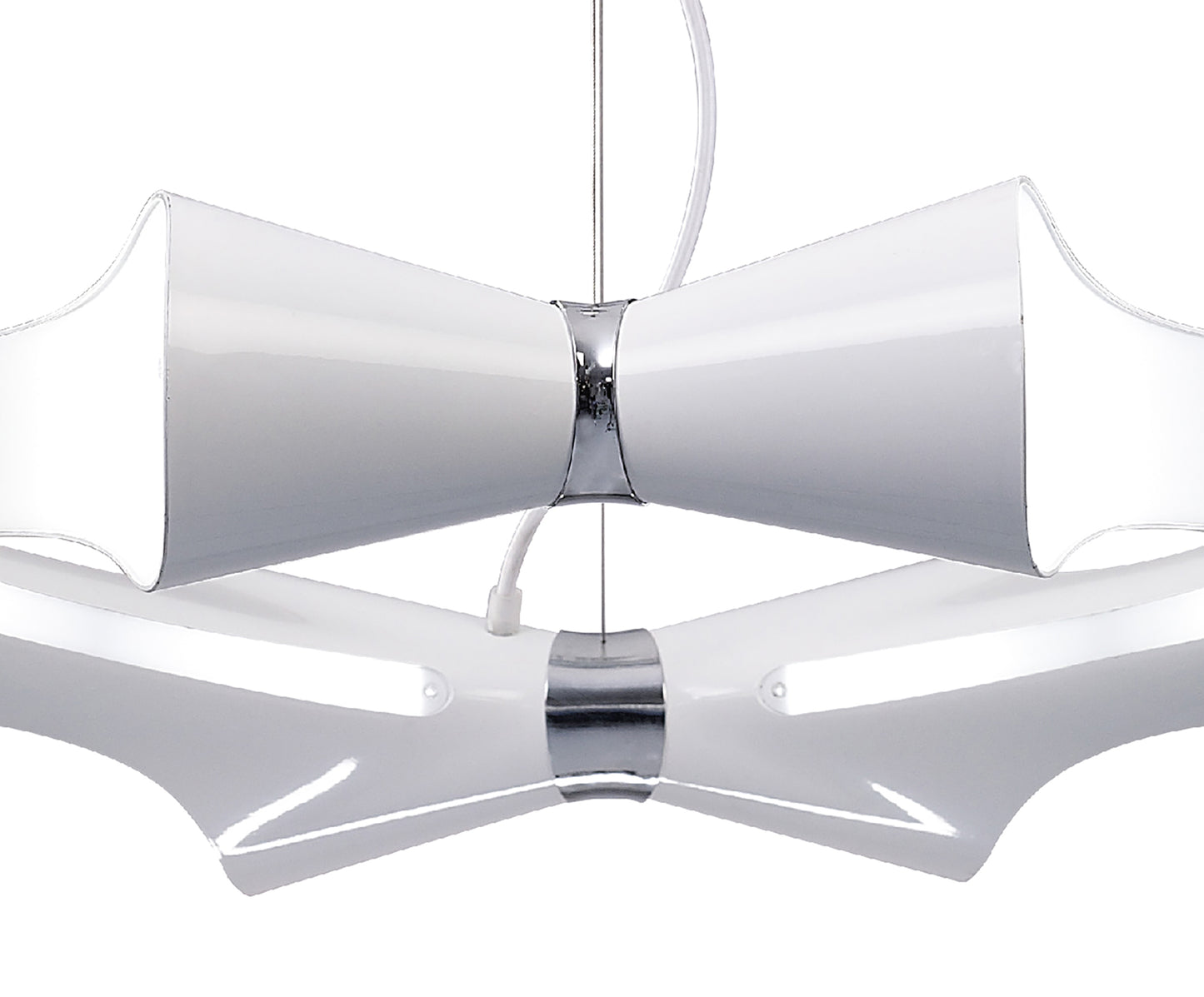 Ora Pendant 8 Flat Round Light E27, Gloss White/White Acrylic/Polished Chrome, CFL Lamps INCLUDED by Mantra