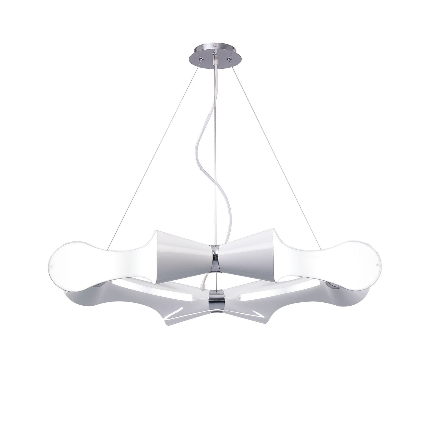 Ora Pendant 8 Flat Round Light E27, Gloss White/White Acrylic/Polished Chrome, CFL Lamps INCLUDED by Mantra