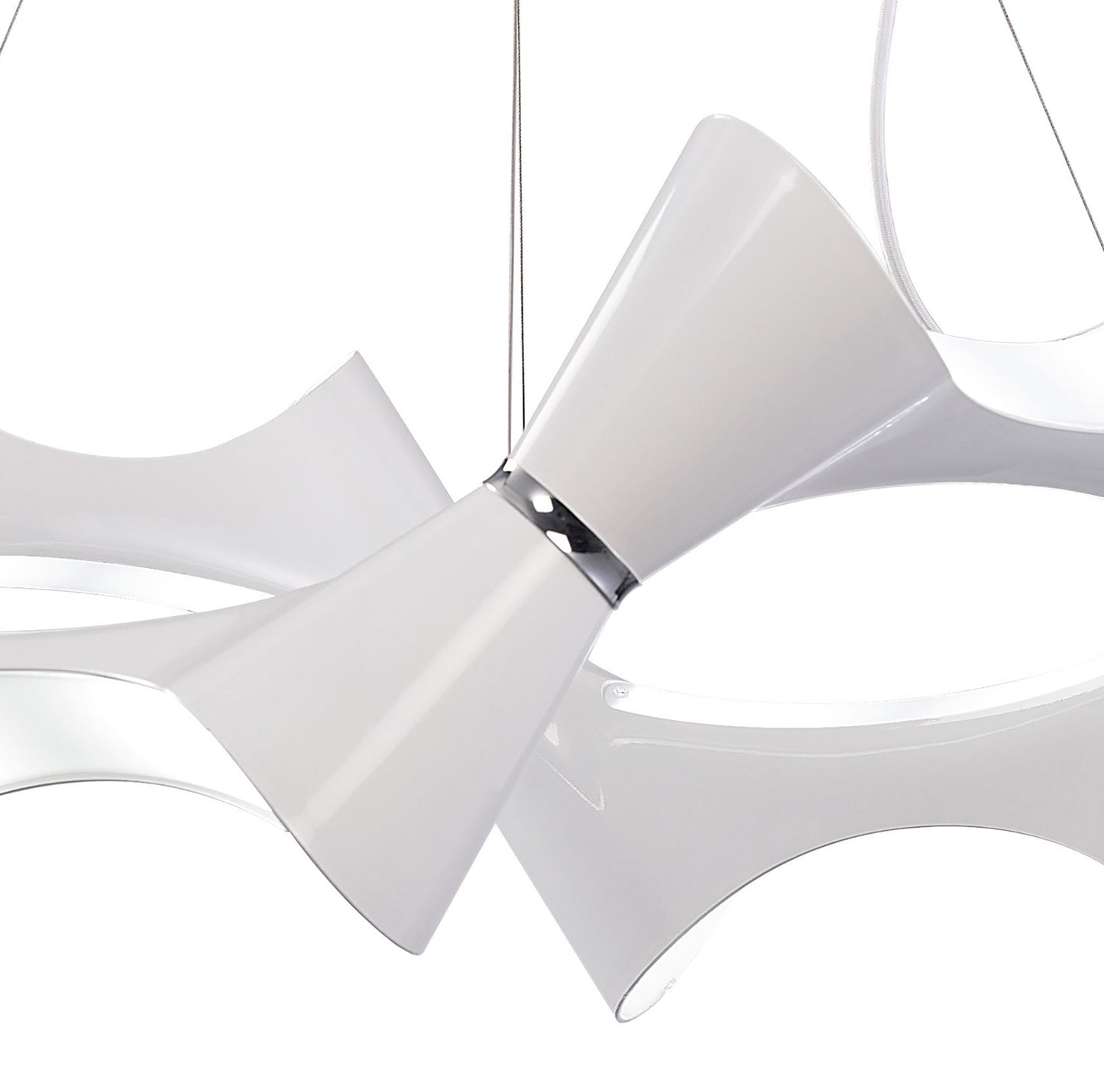 Ora Pendant 8 Twisted Round Light E27, Gloss White / White Acrylic / Polished Chrome, CFL Lamps INCLUDED by Mantra