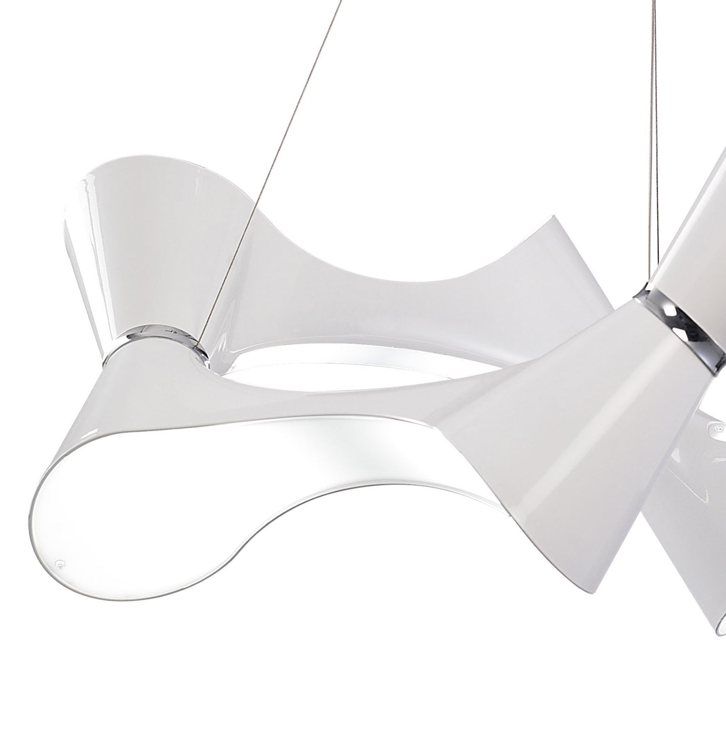 Ora Pendant 8 Twisted Round Light E27, Gloss White / White Acrylic / Polished Chrome, CFL Lamps INCLUDED by Mantra