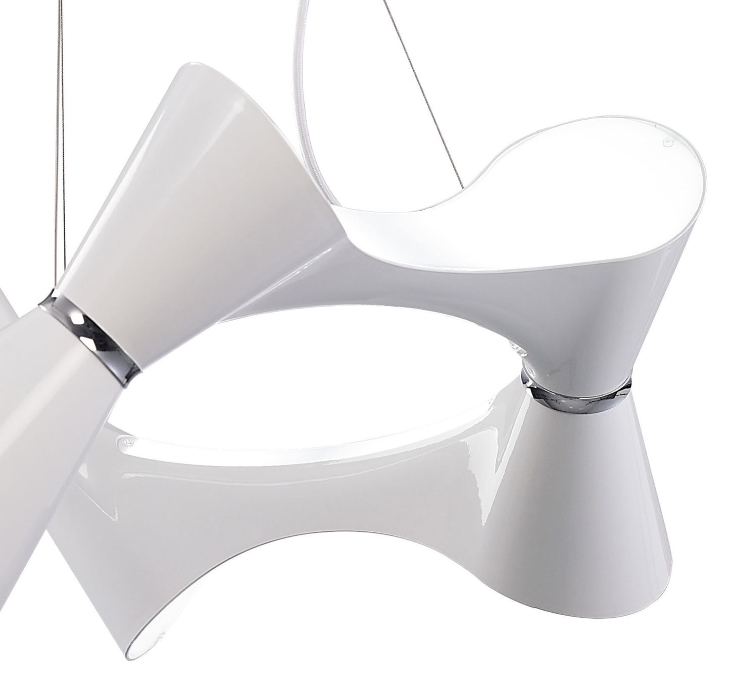 Ora Pendant 8 Twisted Round Light E27, Gloss White / White Acrylic / Polished Chrome, CFL Lamps INCLUDED by Mantra