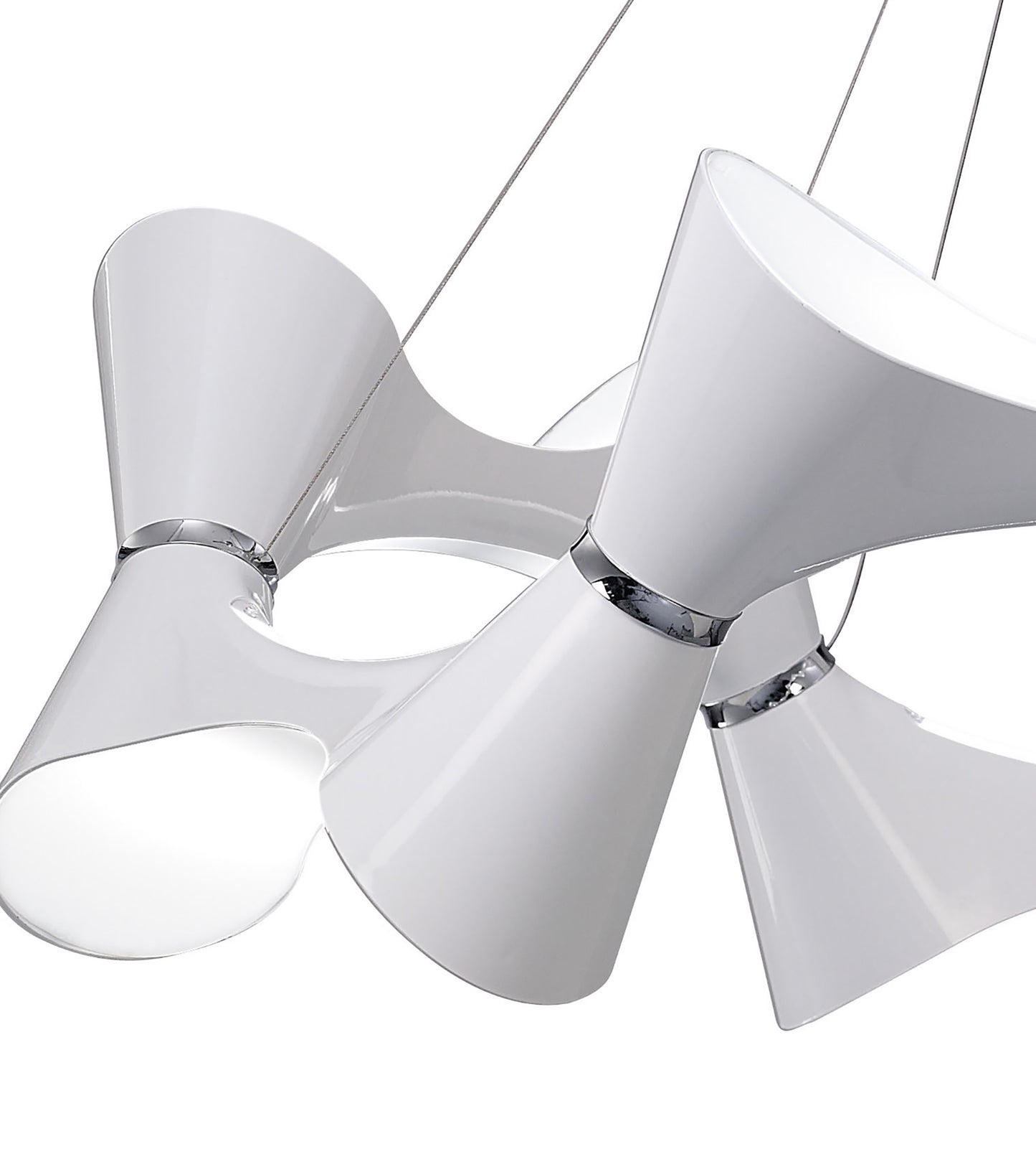 Ora Pendant 12 Twisted Round Light E27, Gloss White/White Acrylic/Polished Chrome, CFL Lamps INCLUDED by Mantra