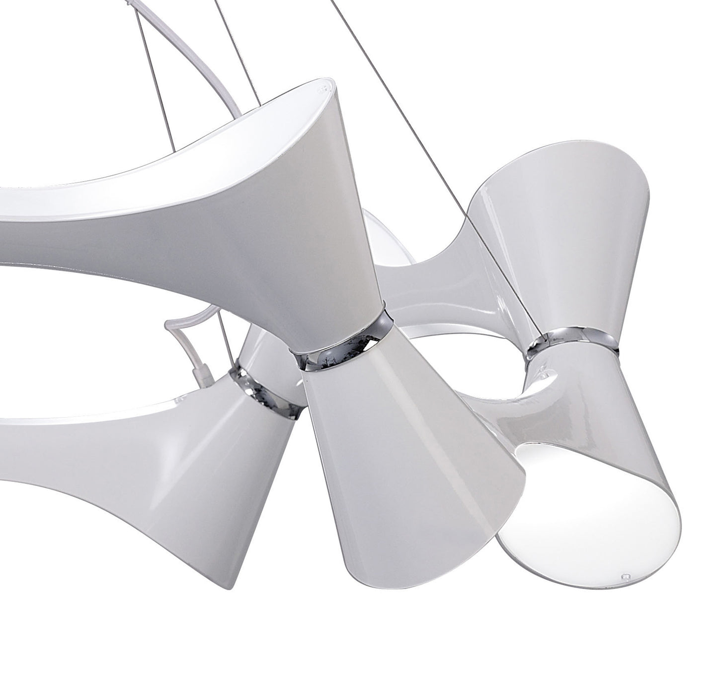 Ora Pendant 12 Twisted Round Light E27, Gloss White/White Acrylic/Polished Chrome, CFL Lamps INCLUDED by Mantra