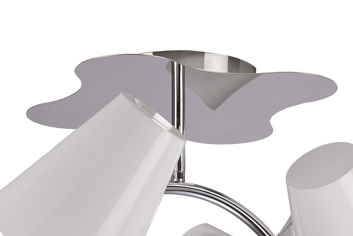 Ora Ceiling 2 Arm 4 Light E27, Gloss White/White Acrylic/Polished Chrome, CFL Lamps INCLUDED by Mantra