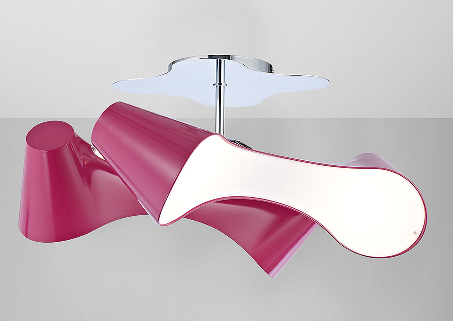 Ora Rectangular Ceiling 2 Arm 4 Light E27, Gloss Purple/White Acrylic/Polished Chrome, CFL Lamps INCLUDED by Mantra