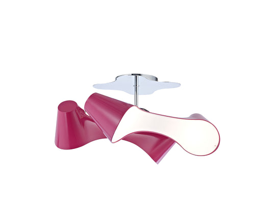 Ora Rectangular Ceiling 2 Arm 4 Light E27, Gloss Purple/White Acrylic/Polished Chrome, CFL Lamps INCLUDED by Mantra