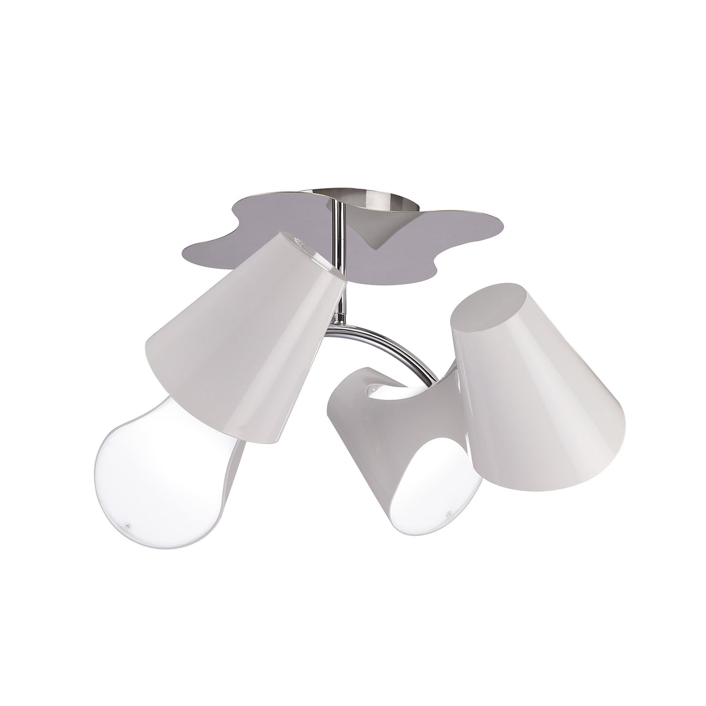 Ora Ceiling 2 Arm 4 Light E27, Gloss White/White Acrylic/Polished Chrome, CFL Lamps INCLUDED by Mantra