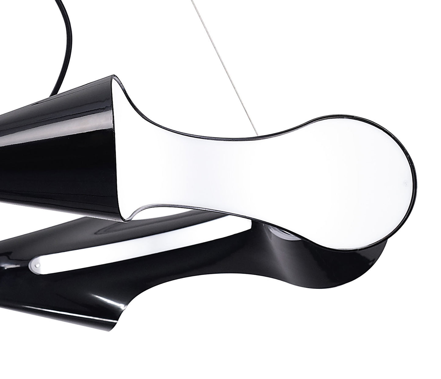 Ora Pendant 8 Flat Round Light E27, Gloss Black/White Acrylic/Polished Chrome, CFL Lamps INCLUDED by Mantra